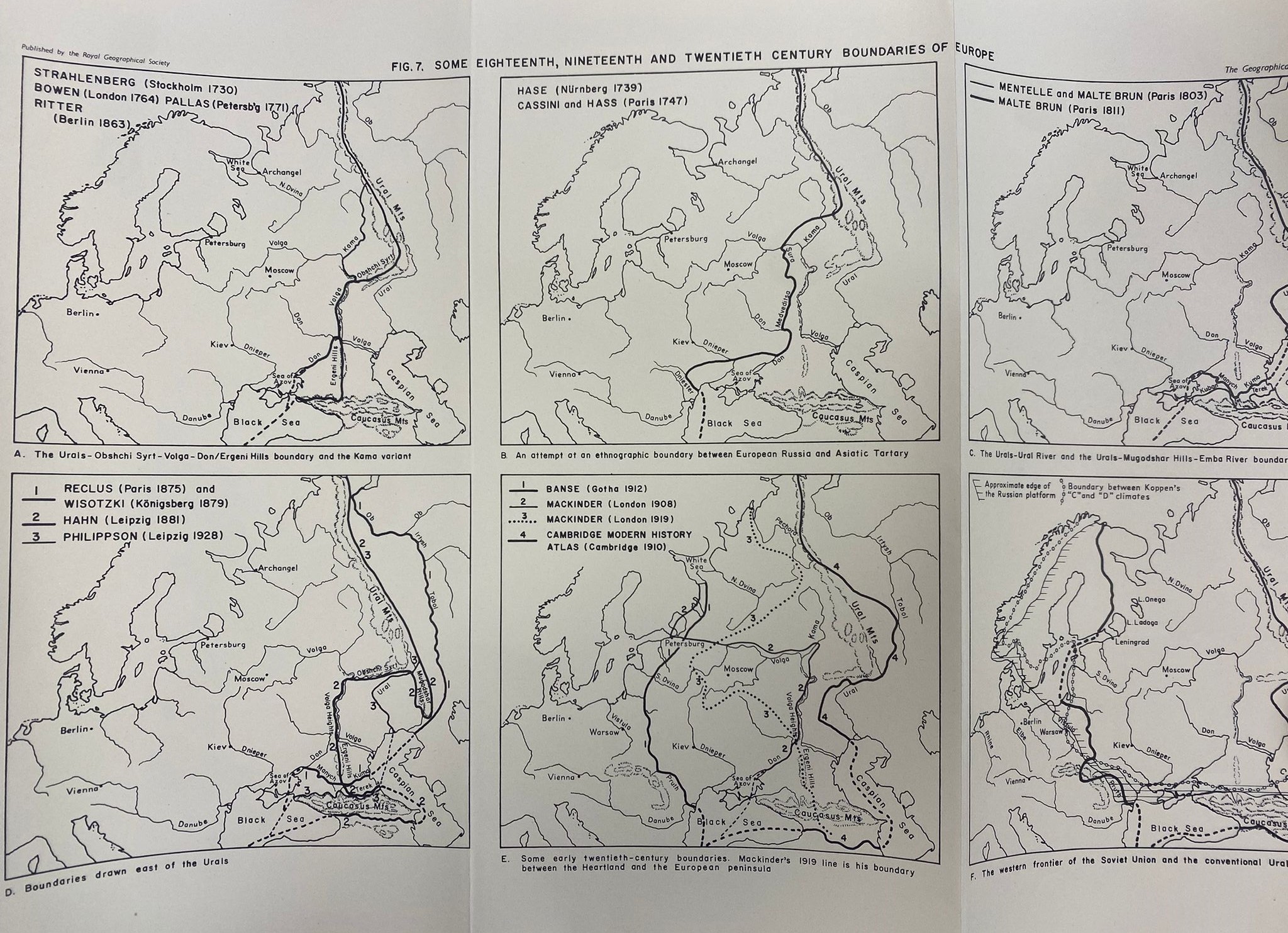 Eighteenth, Nineteenth and Twentieth Century Boundaries of Europe