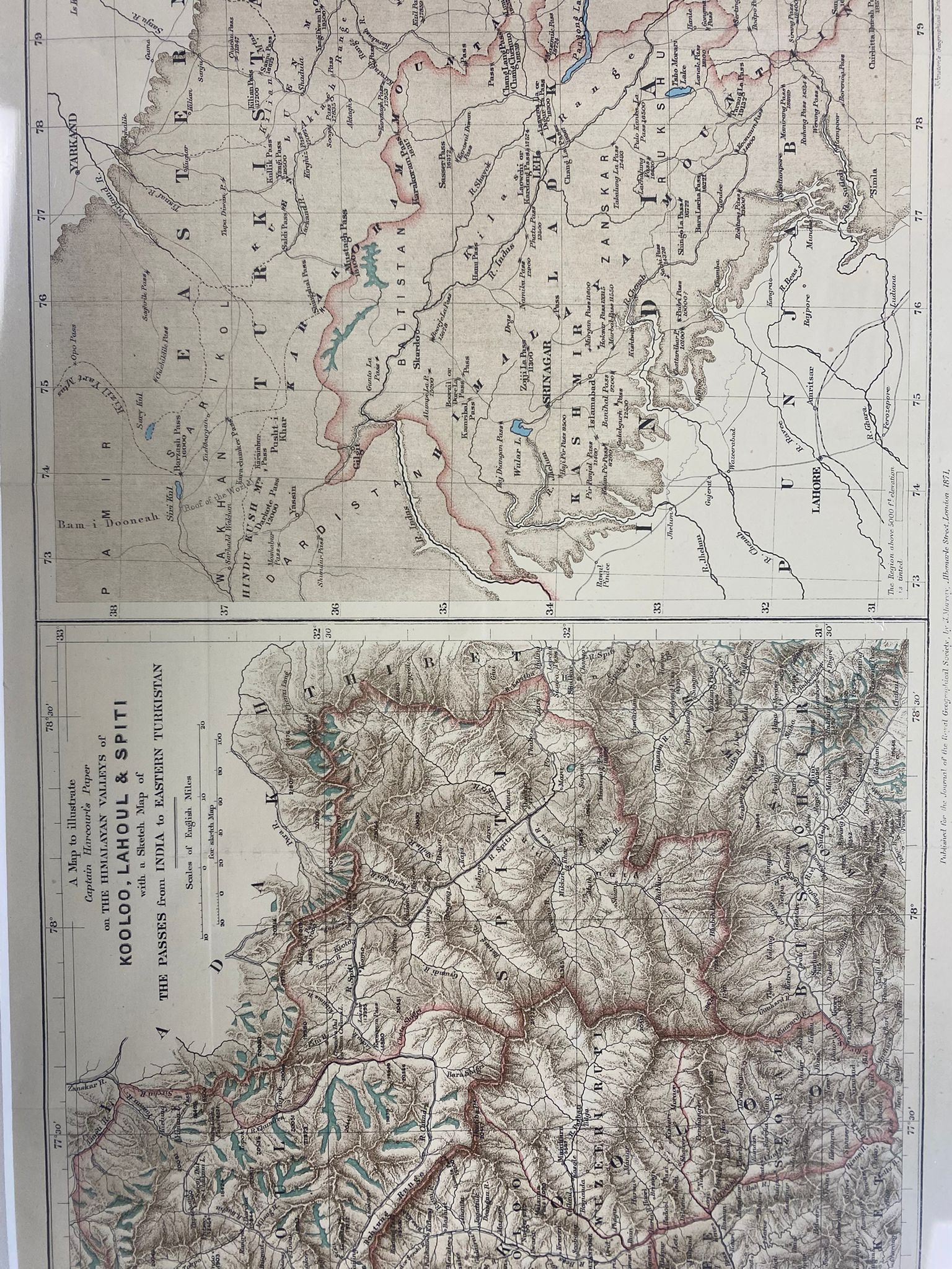 Himalayan Valleys Map: The passes from India to Eastern Turkistan (1891)